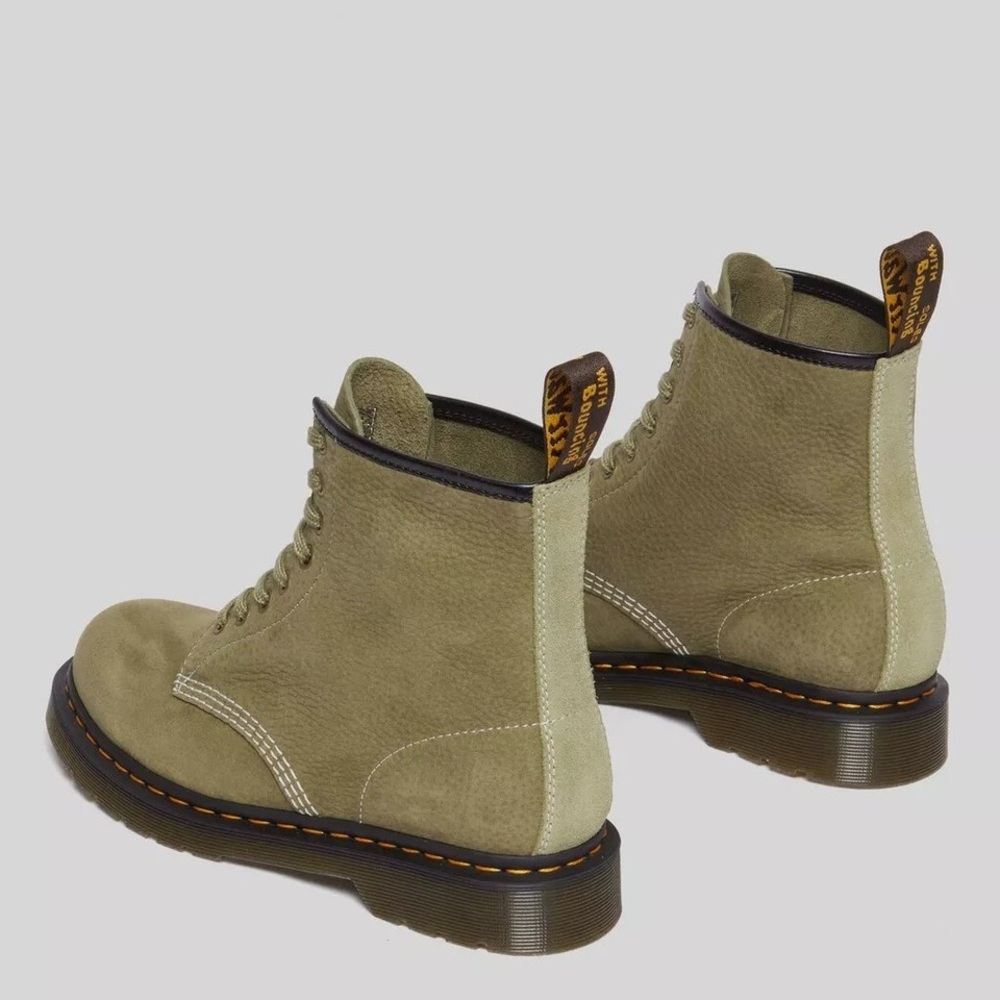 Men's Dr. Martens 1460 Tum Nubuck Leather Lace Up Boots, Sizes Mu Olive Size 14 - Picture 5 of 10
